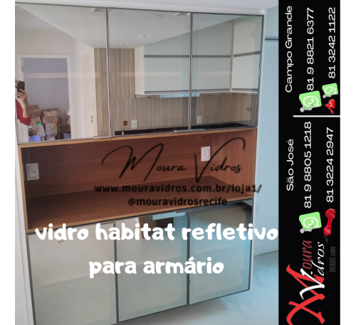 vidro habitat refletivo bronze para armário / cristaleira / móvel
